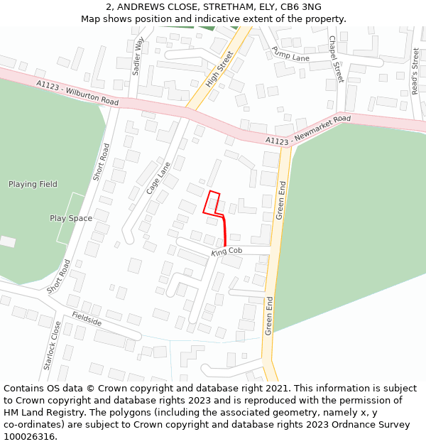 2, ANDREWS CLOSE, STRETHAM, ELY, CB6 3NG: Location map and indicative extent of plot