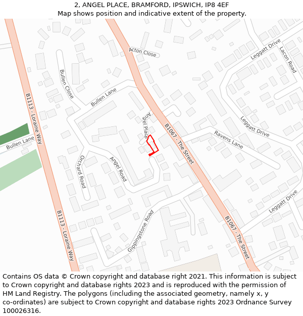 2, ANGEL PLACE, BRAMFORD, IPSWICH, IP8 4EF: Location map and indicative extent of plot