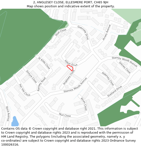 2, ANGLESEY CLOSE, ELLESMERE PORT, CH65 9JH: Location map and indicative extent of plot