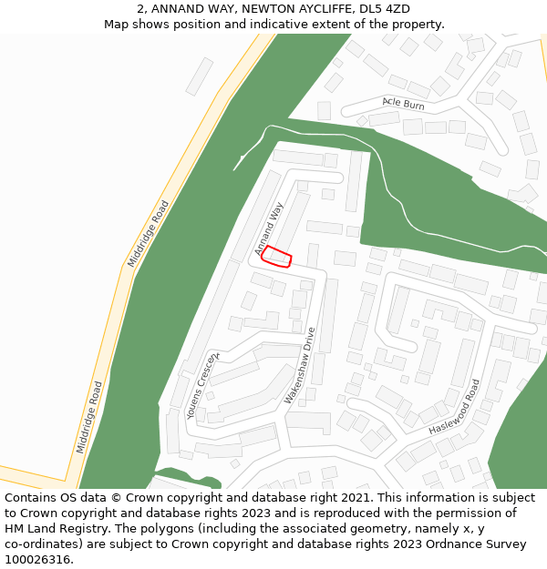 2, ANNAND WAY, NEWTON AYCLIFFE, DL5 4ZD: Location map and indicative extent of plot