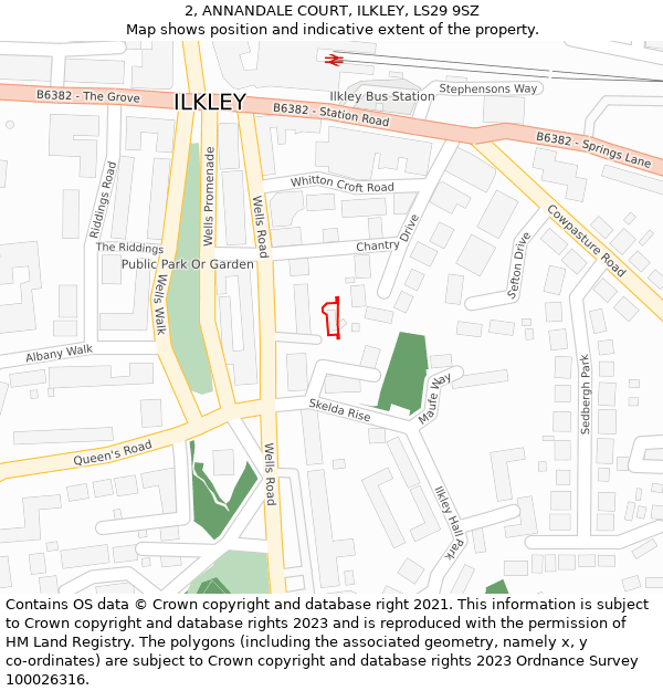 2, ANNANDALE COURT, ILKLEY, LS29 9SZ: Location map and indicative extent of plot