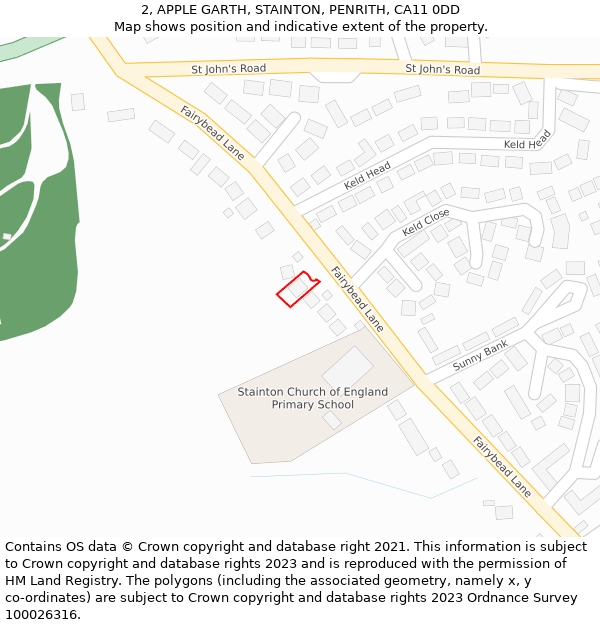 2, APPLE GARTH, STAINTON, PENRITH, CA11 0DD: Location map and indicative extent of plot