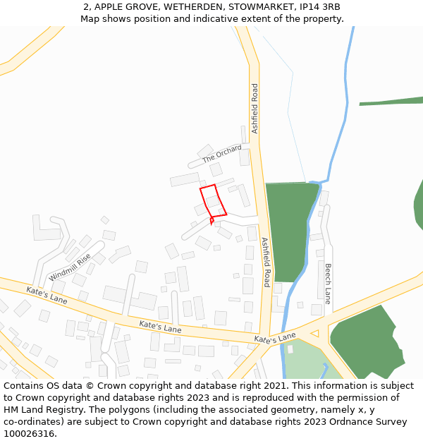 2, APPLE GROVE, WETHERDEN, STOWMARKET, IP14 3RB: Location map and indicative extent of plot