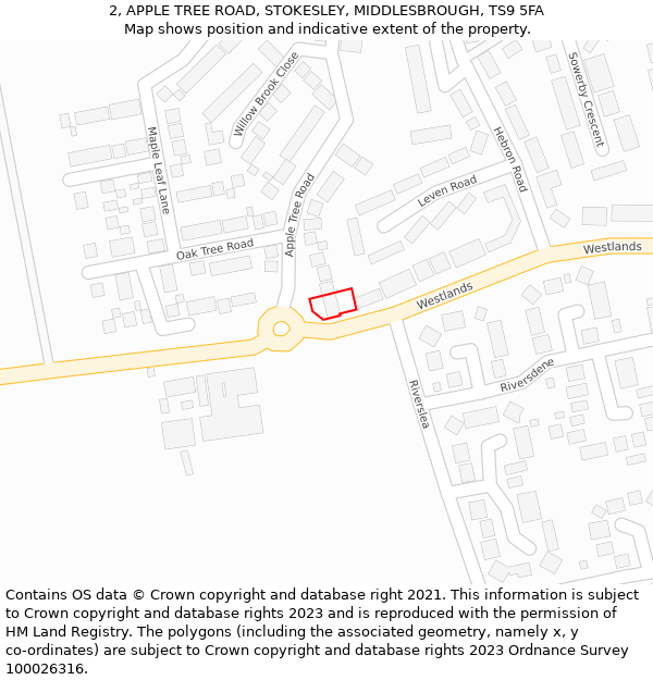 2, APPLE TREE ROAD, STOKESLEY, MIDDLESBROUGH, TS9 5FA: Location map and indicative extent of plot
