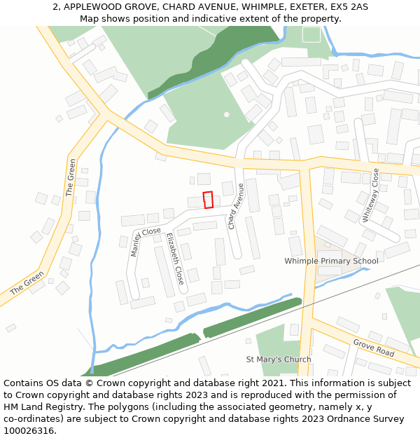 2, APPLEWOOD GROVE, CHARD AVENUE, WHIMPLE, EXETER, EX5 2AS: Location map and indicative extent of plot