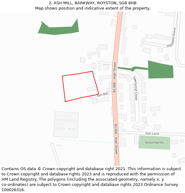 2, ASH MILL, BARKWAY, ROYSTON, SG8 8HB: Location map and indicative extent of plot