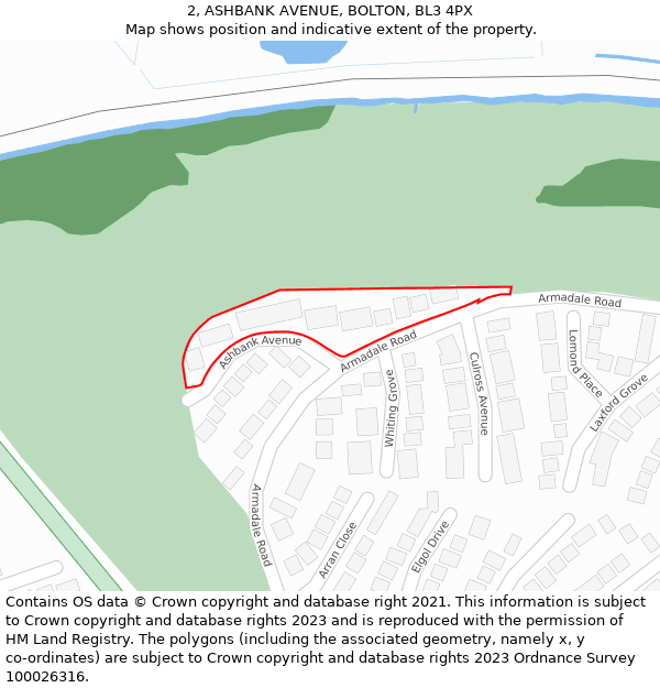 2, ASHBANK AVENUE, BOLTON, BL3 4PX: Location map and indicative extent of plot