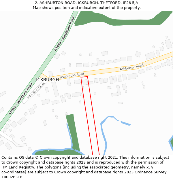 2, ASHBURTON ROAD, ICKBURGH, THETFORD, IP26 5JA: Location map and indicative extent of plot