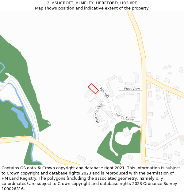 2, ASHCROFT, ALMELEY, HEREFORD, HR3 6PE: Location map and indicative extent of plot