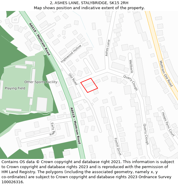 2, ASHES LANE, STALYBRIDGE, SK15 2RH: Location map and indicative extent of plot