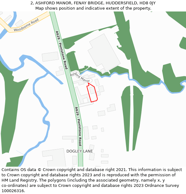 2, ASHFORD MANOR, FENAY BRIDGE, HUDDERSFIELD, HD8 0JY: Location map and indicative extent of plot