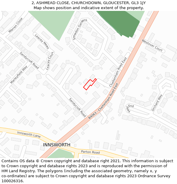 2, ASHMEAD CLOSE, CHURCHDOWN, GLOUCESTER, GL3 1JY: Location map and indicative extent of plot