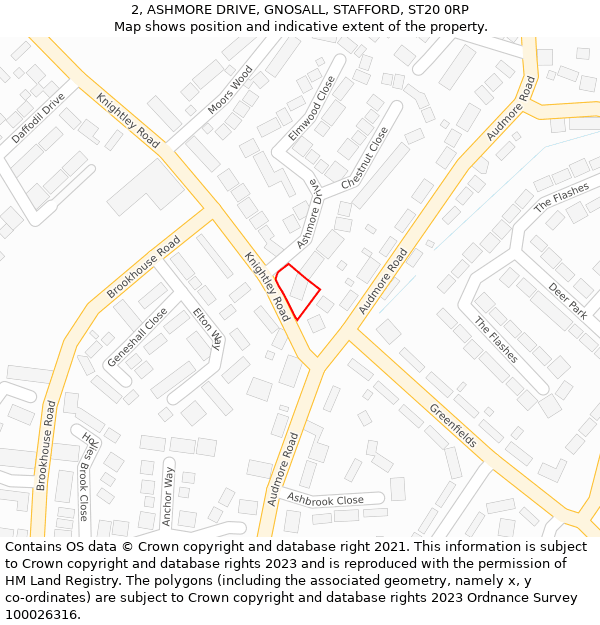 2, ASHMORE DRIVE, GNOSALL, STAFFORD, ST20 0RP: Location map and indicative extent of plot