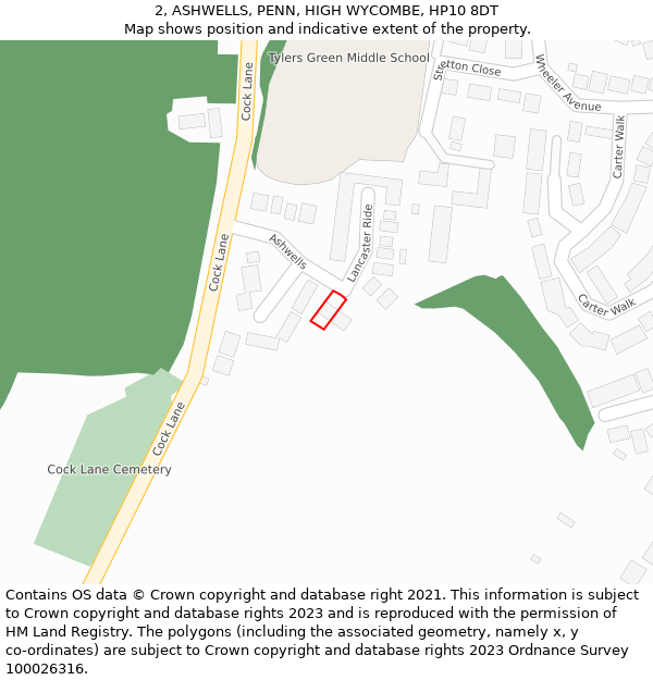 2, ASHWELLS, PENN, HIGH WYCOMBE, HP10 8DT: Location map and indicative extent of plot