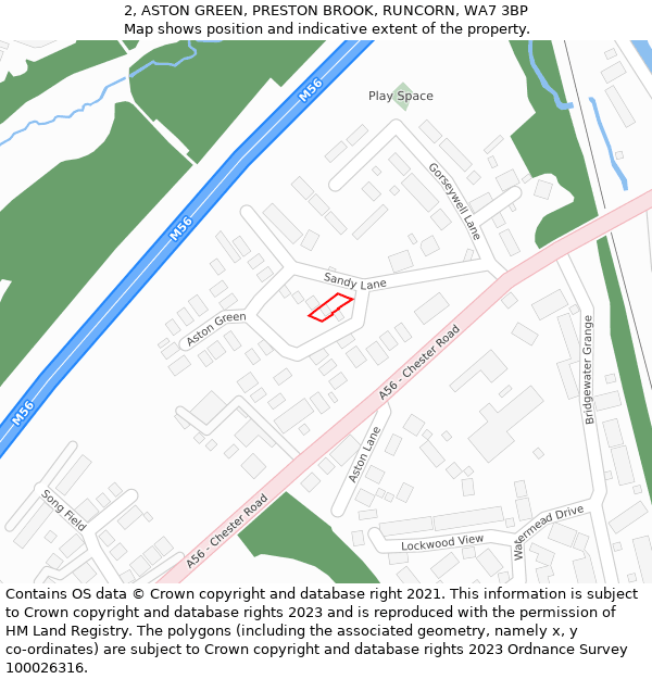 2, ASTON GREEN, PRESTON BROOK, RUNCORN, WA7 3BP: Location map and indicative extent of plot