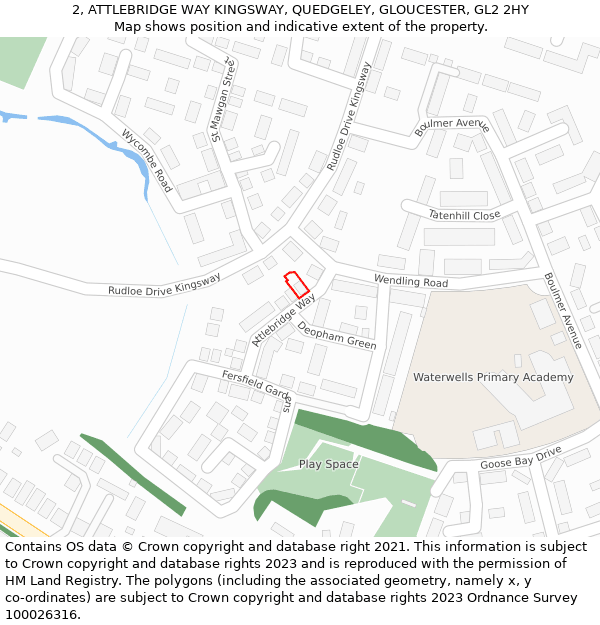 2, ATTLEBRIDGE WAY KINGSWAY, QUEDGELEY, GLOUCESTER, GL2 2HY: Location map and indicative extent of plot