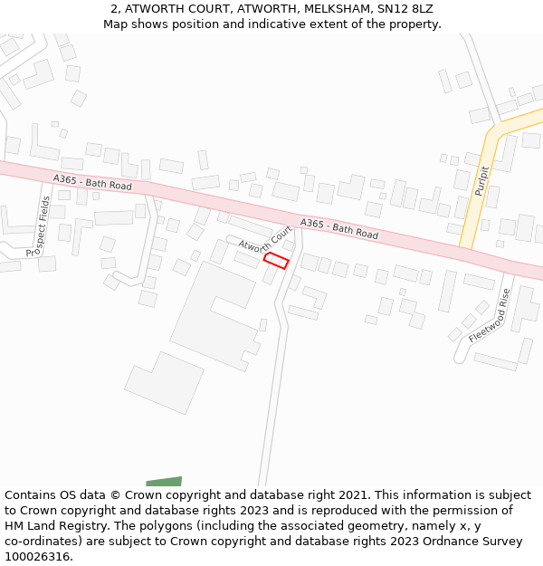 2, ATWORTH COURT, ATWORTH, MELKSHAM, SN12 8LZ: Location map and indicative extent of plot