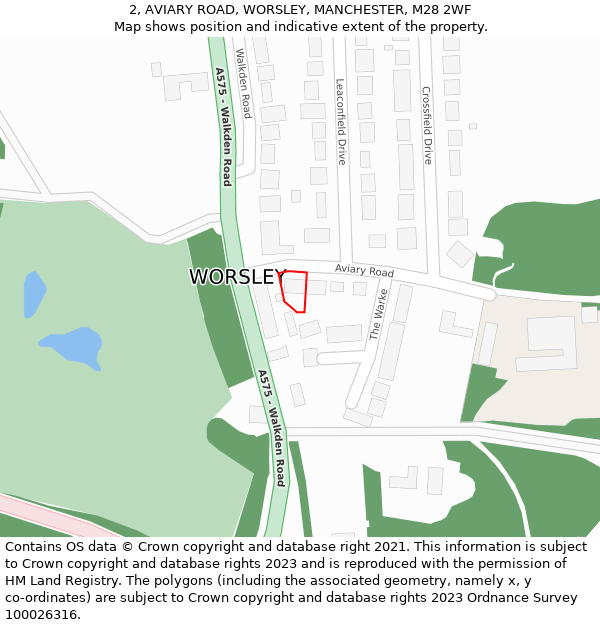 2, AVIARY ROAD, WORSLEY, MANCHESTER, M28 2WF: Location map and indicative extent of plot