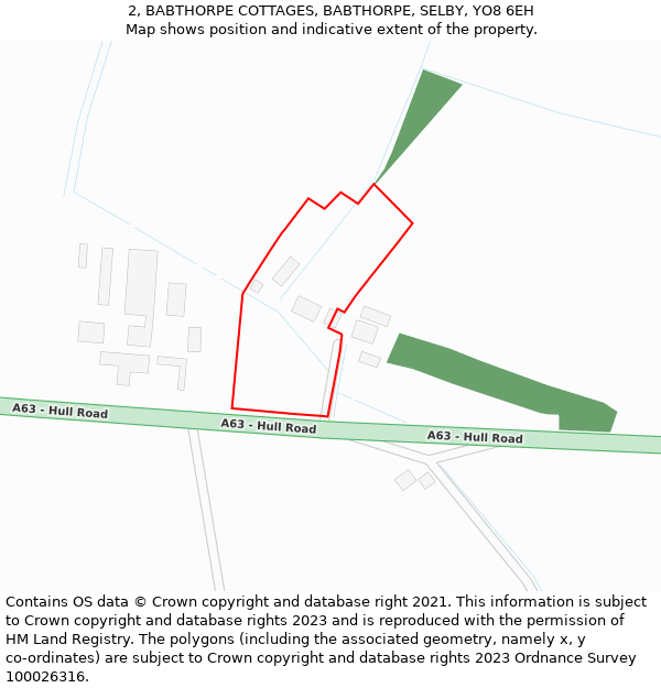 2, BABTHORPE COTTAGES, BABTHORPE, SELBY, YO8 6EH: Location map and indicative extent of plot
