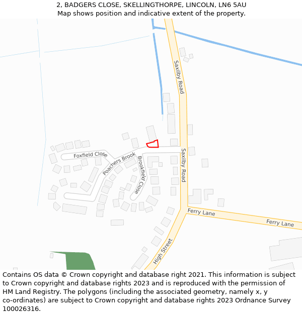 2, BADGERS CLOSE, SKELLINGTHORPE, LINCOLN, LN6 5AU: Location map and indicative extent of plot