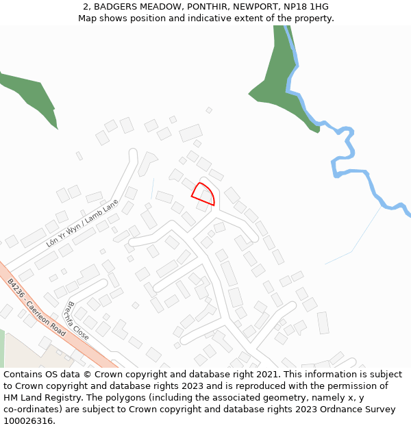 2, BADGERS MEADOW, PONTHIR, NEWPORT, NP18 1HG: Location map and indicative extent of plot