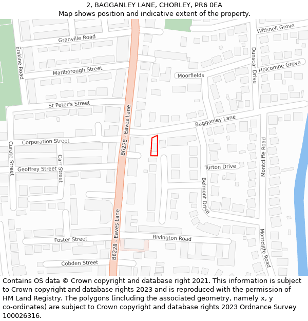 2, BAGGANLEY LANE, CHORLEY, PR6 0EA: Location map and indicative extent of plot