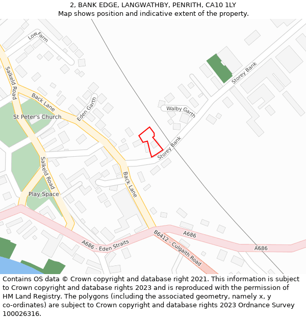 2, BANK EDGE, LANGWATHBY, PENRITH, CA10 1LY: Location map and indicative extent of plot