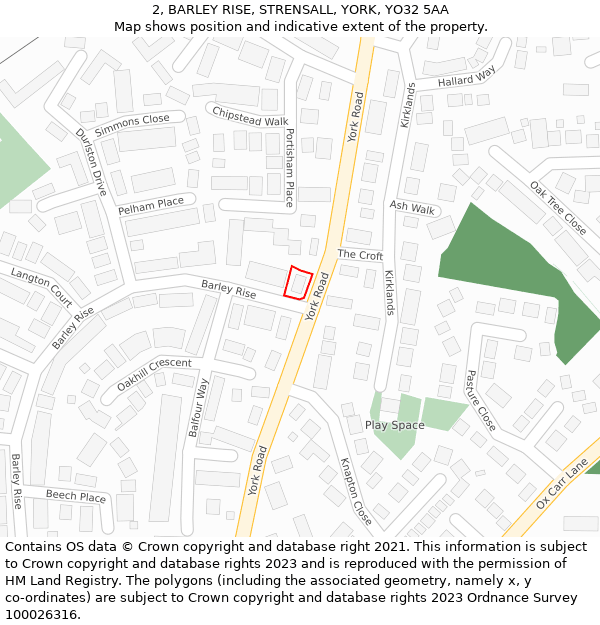 2, BARLEY RISE, STRENSALL, YORK, YO32 5AA: Location map and indicative extent of plot