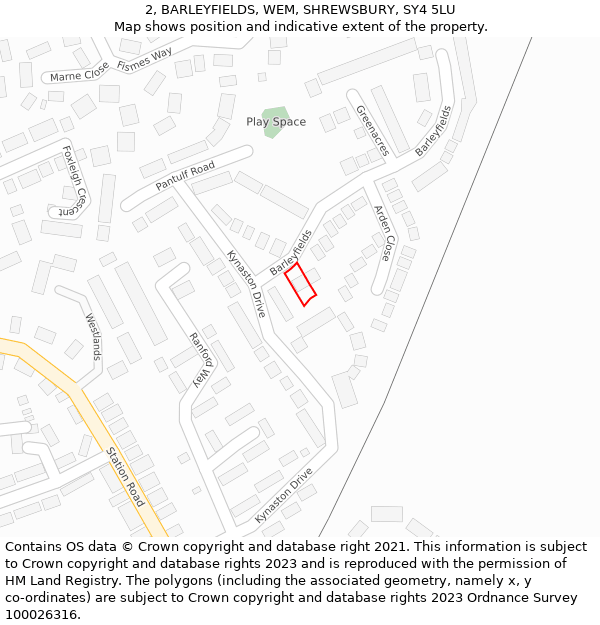 2, BARLEYFIELDS, WEM, SHREWSBURY, SY4 5LU: Location map and indicative extent of plot