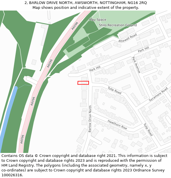 2, BARLOW DRIVE NORTH, AWSWORTH, NOTTINGHAM, NG16 2RQ: Location map and indicative extent of plot