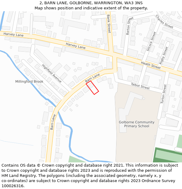 2, BARN LANE, GOLBORNE, WARRINGTON, WA3 3NS: Location map and indicative extent of plot