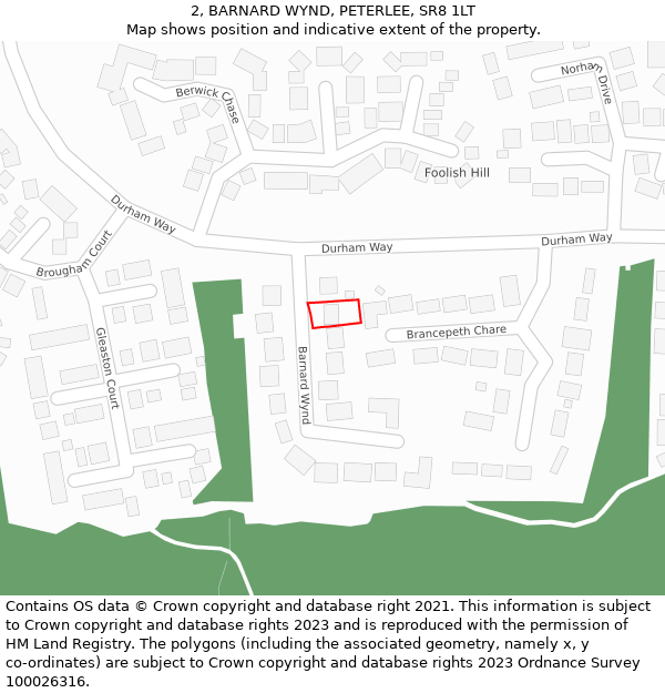 2, BARNARD WYND, PETERLEE, SR8 1LT: Location map and indicative extent of plot