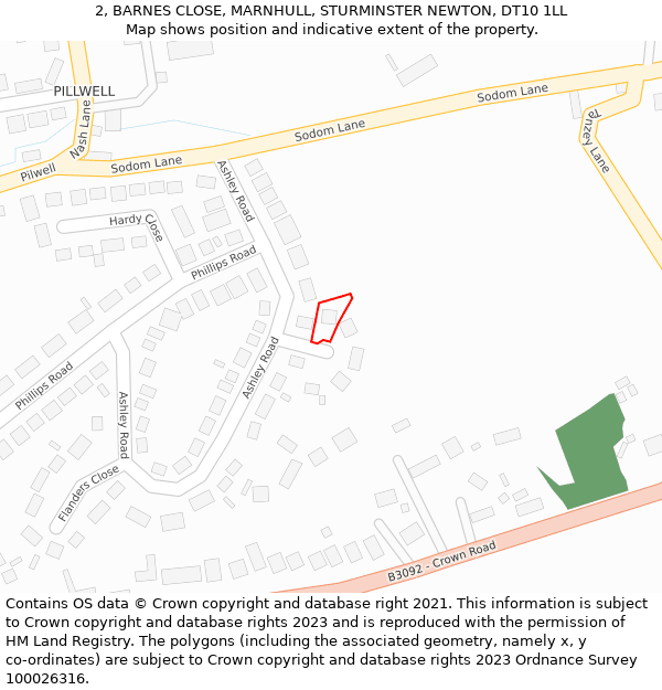 2, BARNES CLOSE, MARNHULL, STURMINSTER NEWTON, DT10 1LL: Location map and indicative extent of plot