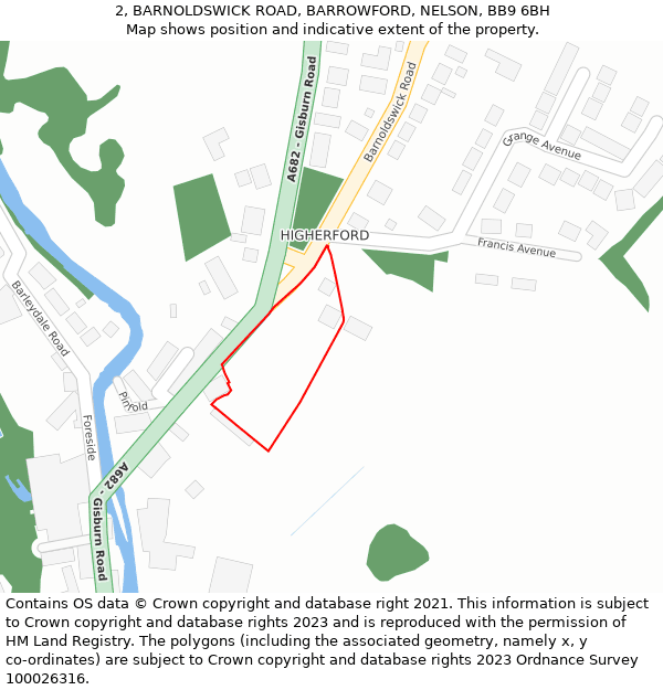 2, BARNOLDSWICK ROAD, BARROWFORD, NELSON, BB9 6BH: Location map and indicative extent of plot