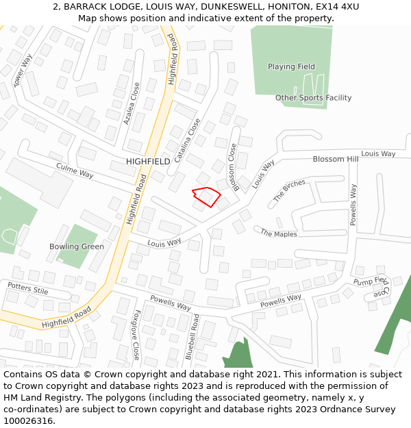 2, BARRACK LODGE, LOUIS WAY, DUNKESWELL, HONITON, EX14 4XU: Location map and indicative extent of plot