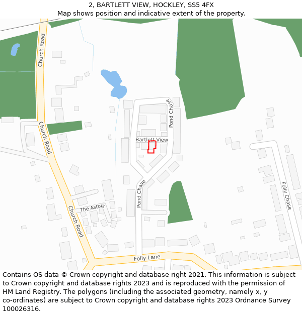 2, BARTLETT VIEW, HOCKLEY, SS5 4FX: Location map and indicative extent of plot