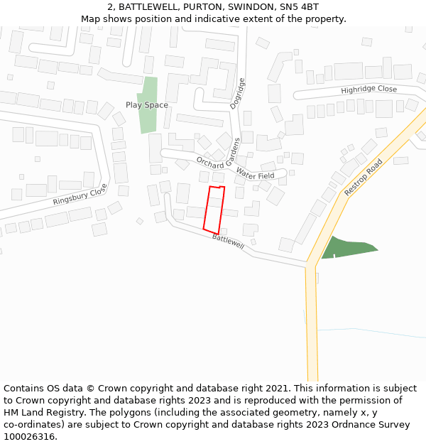 2, BATTLEWELL, PURTON, SWINDON, SN5 4BT: Location map and indicative extent of plot