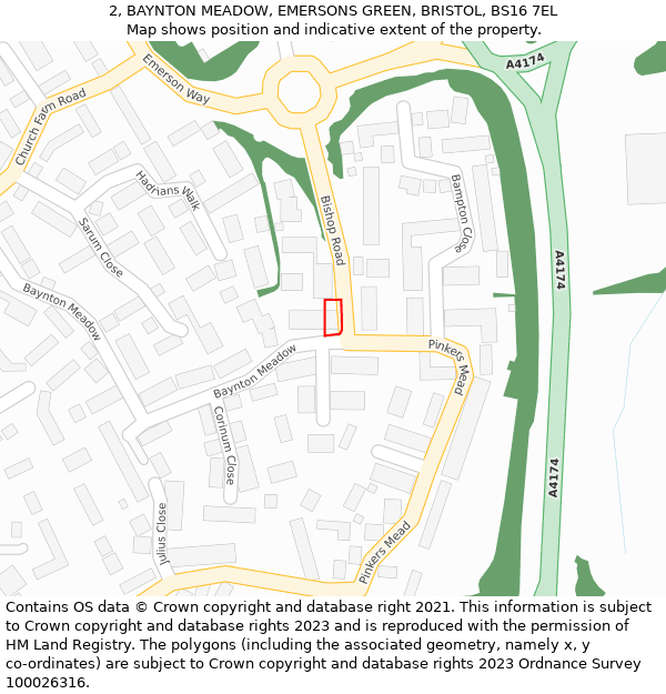 2, BAYNTON MEADOW, EMERSONS GREEN, BRISTOL, BS16 7EL: Location map and indicative extent of plot