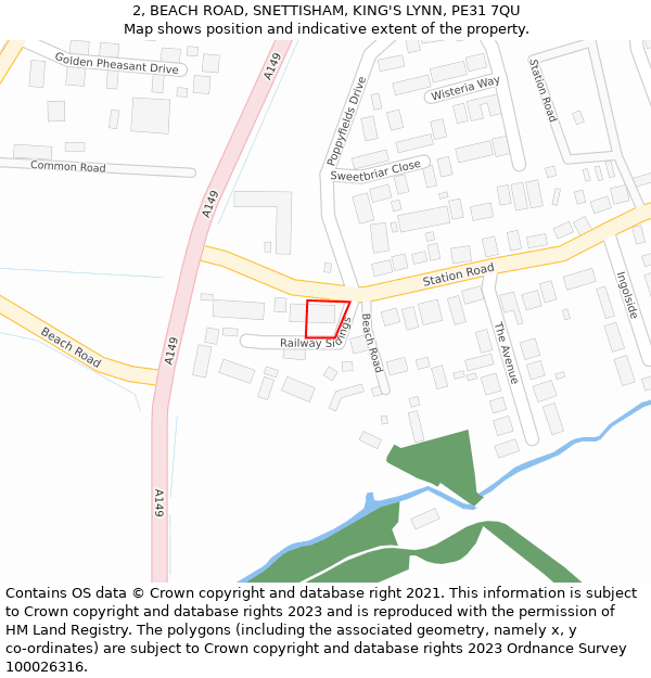 2, BEACH ROAD, SNETTISHAM, KING'S LYNN, PE31 7QU: Location map and indicative extent of plot