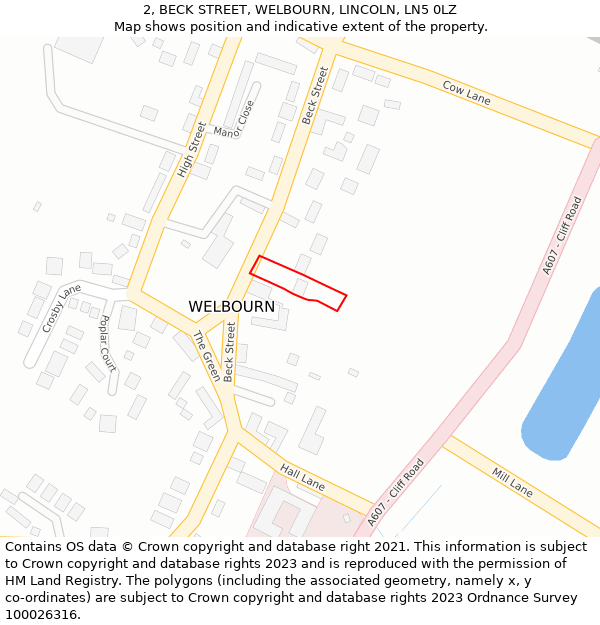 2, BECK STREET, WELBOURN, LINCOLN, LN5 0LZ: Location map and indicative extent of plot