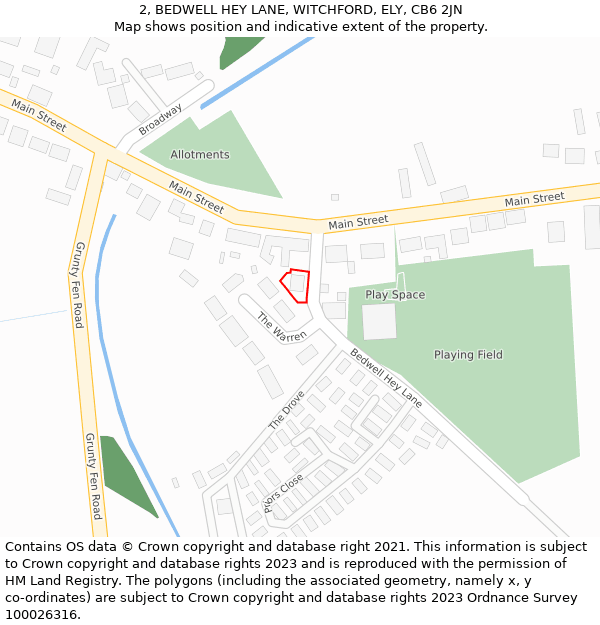 2, BEDWELL HEY LANE, WITCHFORD, ELY, CB6 2JN: Location map and indicative extent of plot