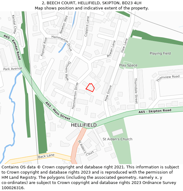 2, BEECH COURT, HELLIFIELD, SKIPTON, BD23 4LH: Location map and indicative extent of plot