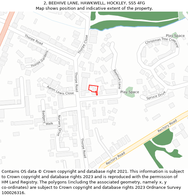 2, BEEHIVE LANE, HAWKWELL, HOCKLEY, SS5 4FG: Location map and indicative extent of plot