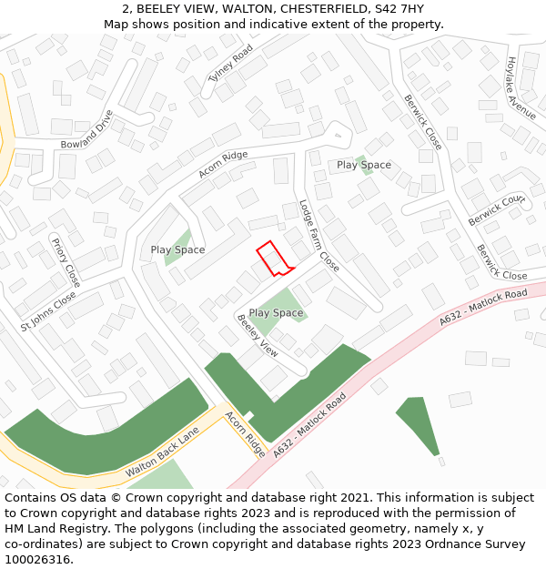 2, BEELEY VIEW, WALTON, CHESTERFIELD, S42 7HY: Location map and indicative extent of plot