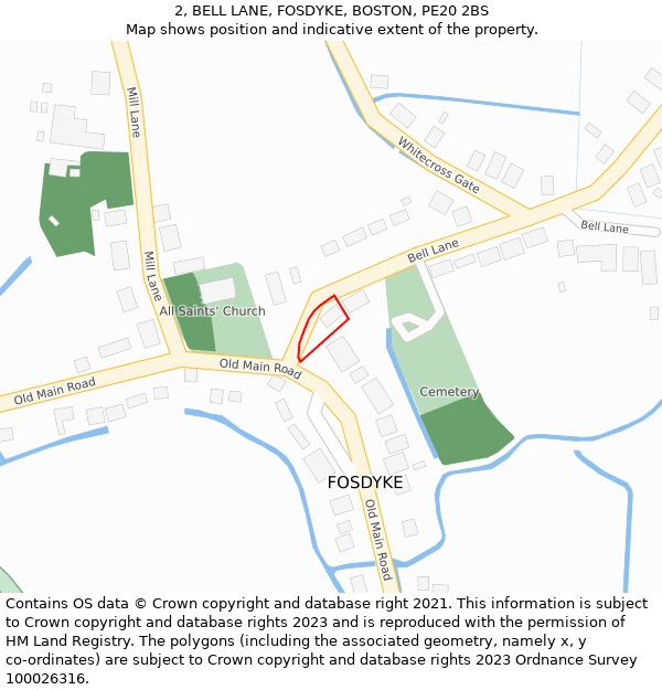 2, BELL LANE, FOSDYKE, BOSTON, PE20 2BS: Location map and indicative extent of plot