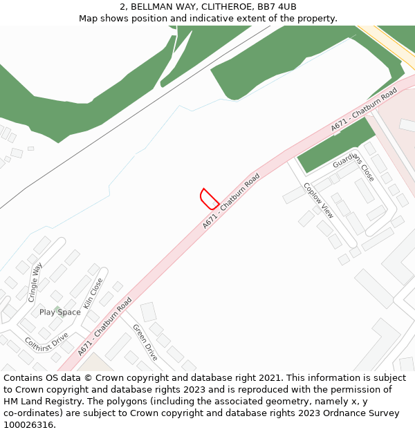 2, BELLMAN WAY, CLITHEROE, BB7 4UB: Location map and indicative extent of plot