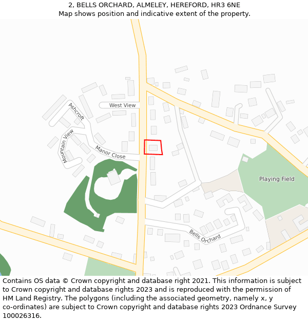 2, BELLS ORCHARD, ALMELEY, HEREFORD, HR3 6NE: Location map and indicative extent of plot