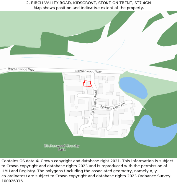 2, BIRCH VALLEY ROAD, KIDSGROVE, STOKE-ON-TRENT, ST7 4GN: Location map and indicative extent of plot