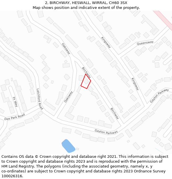 2, BIRCHWAY, HESWALL, WIRRAL, CH60 3SX: Location map and indicative extent of plot