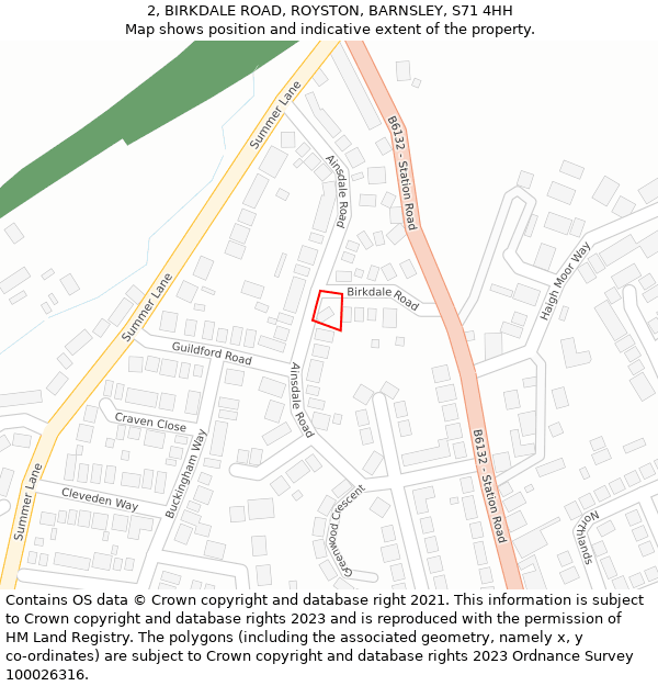 2, BIRKDALE ROAD, ROYSTON, BARNSLEY, S71 4HH: Location map and indicative extent of plot
